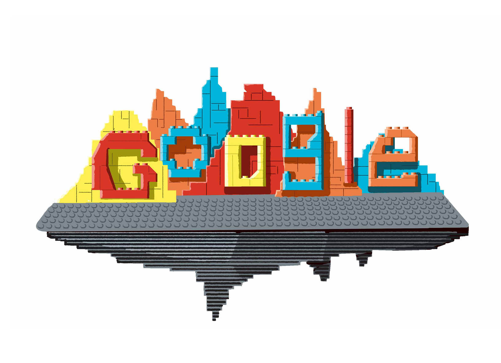 lego illustration build into google logo